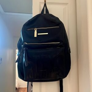 Steve Madden Leather Backpack with Gold Zipper Detail